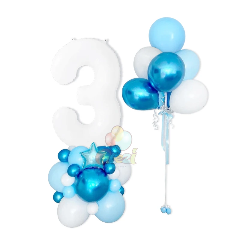 40Inch Large White Number Balloon Figure Foil Helium Ballon Set From 0-9 Boy Girl Birthday Party Wedding Decoration Baby Shower