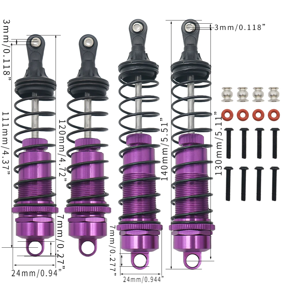 Ammortizzatore anteriore/posteriore in lega piena lavorata al 2/4 tipo riempito d\'olio per 1-10 ARRMA 4s per Outcast & Kraton