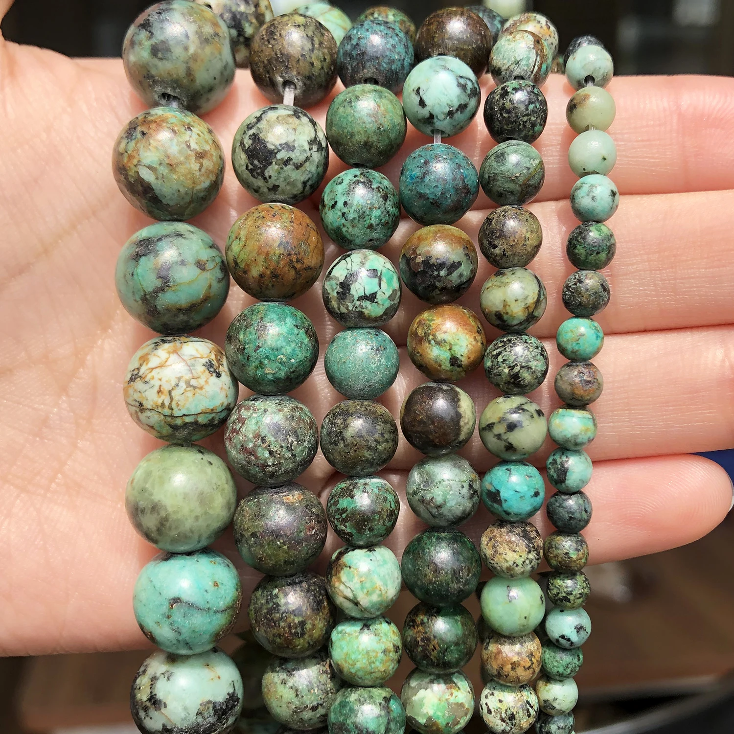 Natural Stone African Turquoises Round Loose Beads 15\'\' 2 3 4 6 8 10 12mm For Jewelry Making DIY Bracelet Necklace Accessories