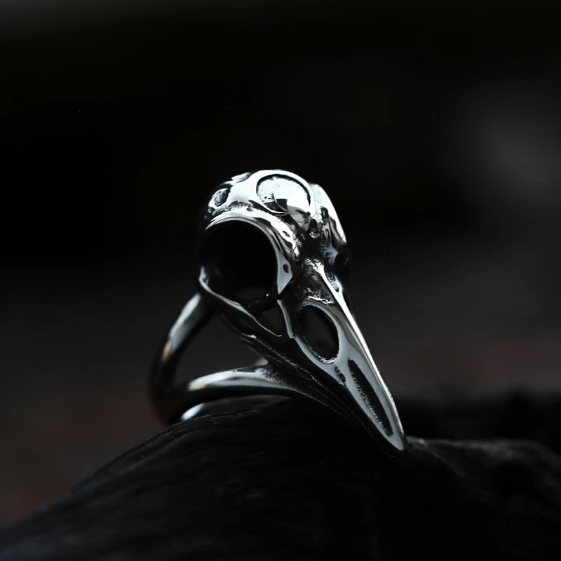 BEIER 316L stainless steel ring Nordic Viking amulet raven head pagan Odin rune fashion Scandinavian men/women jewelry BR8-199