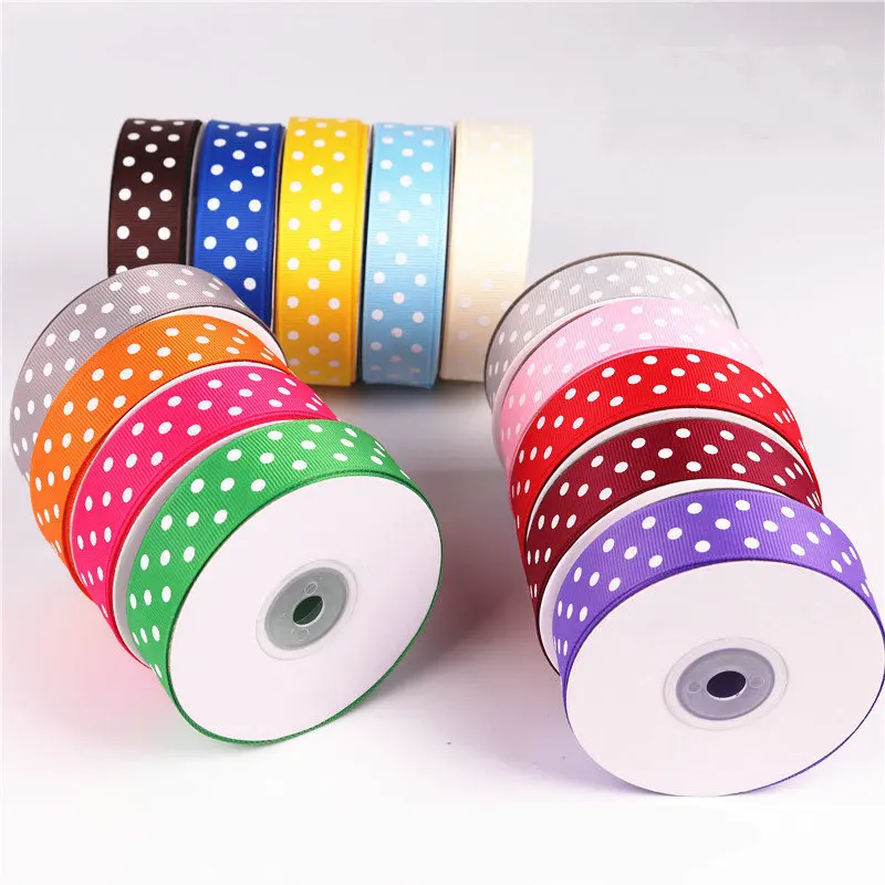 9mm 16mm 22mm 38mm 5 yard Ribbon Wedding Decoration Printing Dots Grosgrain Ribbon Gift Wrapping Hair Bows DIY Christmas Ribbon