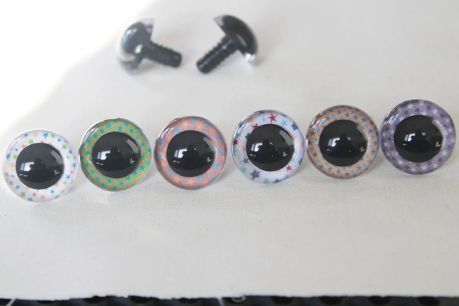 100pcs 13mm-28mm STAR STYLE round clear toy safety eyes + hard washer for plush  doll -size color  option--S6