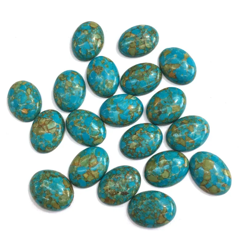 100PCS Natural Stones Blue Turquoise Jade Stone Cabochon No Hole Beads for Making Jewelry DIY Ring Accessories Scattered Beads