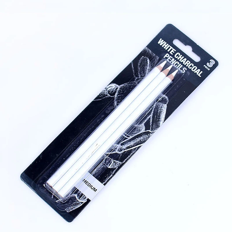 3 Pcs /Set White Sketch Charcoal Pencils High Quality Standard Pen Drawing Pencils Sets For Painter School Art Supplies New