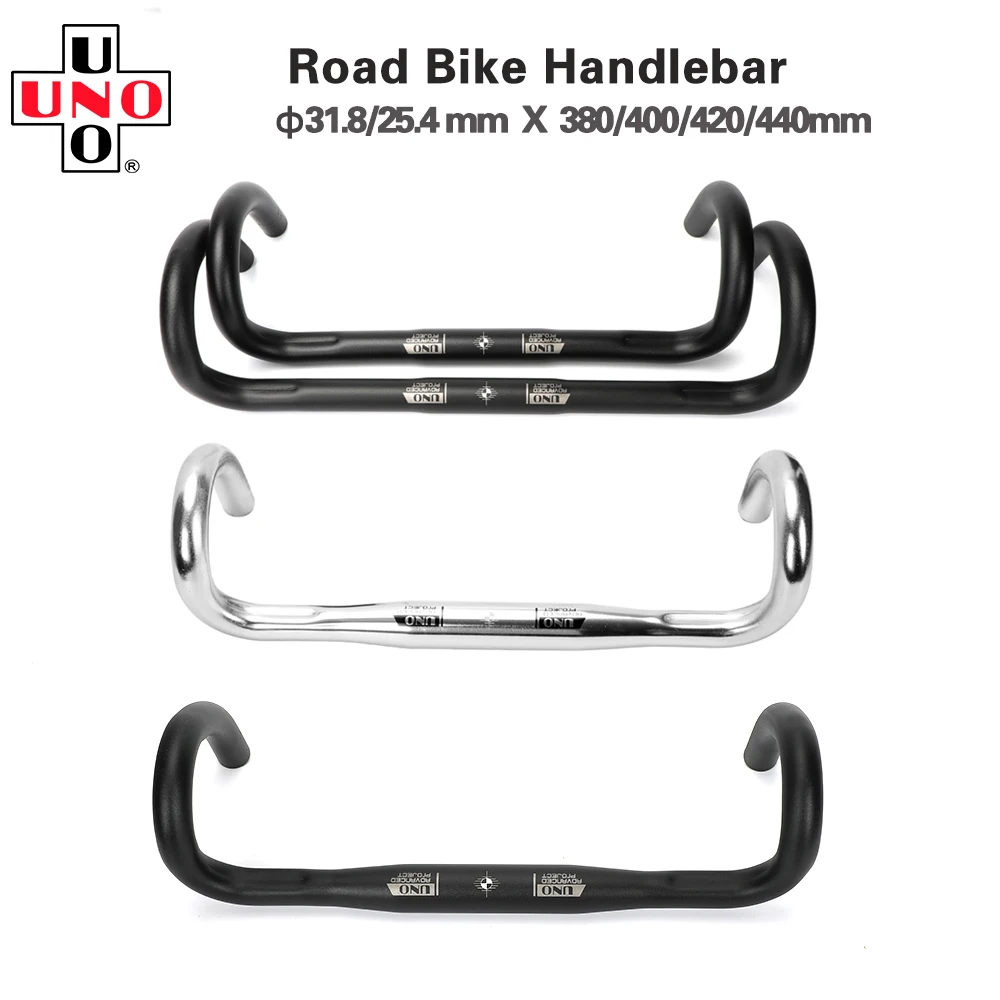 Uno racing guiador de alumínio bicicleta de estrada guiador 25.4/31.8mm road bicycl drop bar 380/400/420/440mm volante de bicicleta