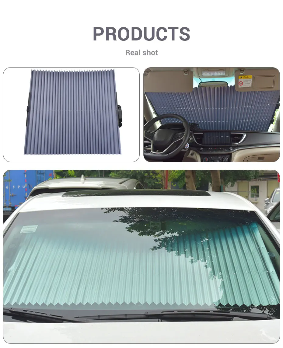 BLALION Auto Windschutzscheibe Sonnenschutz Vorhang Einziehbares Set Vorne Hinten Fenster Sonnenschutz Schutz UV Reflektierende Auto Sonnenblende Abdeckung – Detail 14