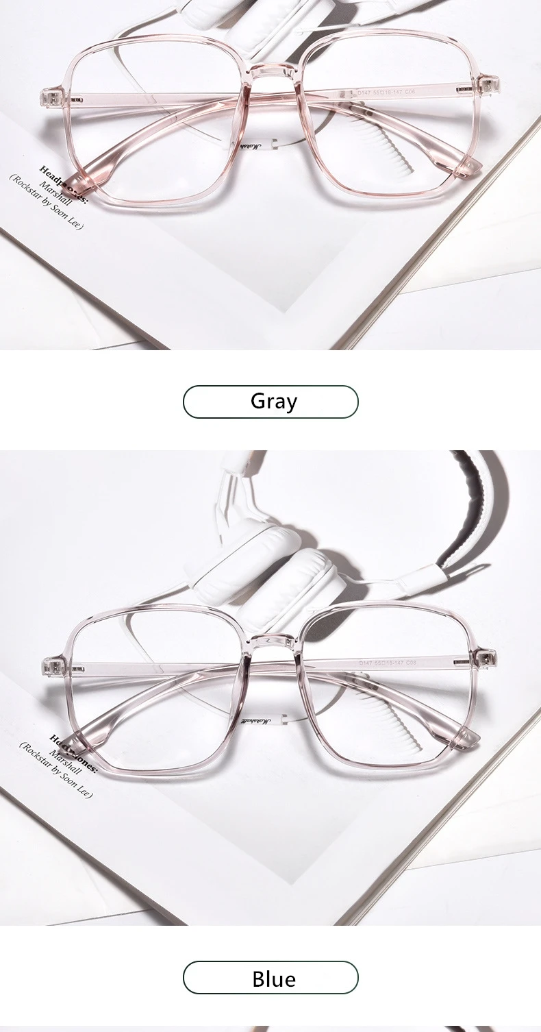 YIMARUILI Ultra-licht TR90 Brille Rahmen Große Gesicht Retro männer Myopie Optische Verordnung Dekorative Brillen Rahmen Frauen D147 – Detail 6