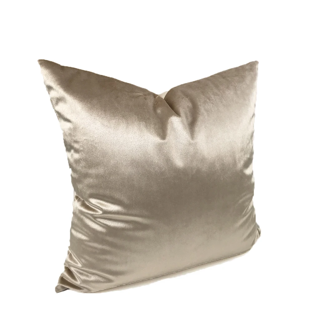 ESSIE HOME Silk Satin Velvet Beige Ivory Light Gold Cushion Cover Pillow Case Throw