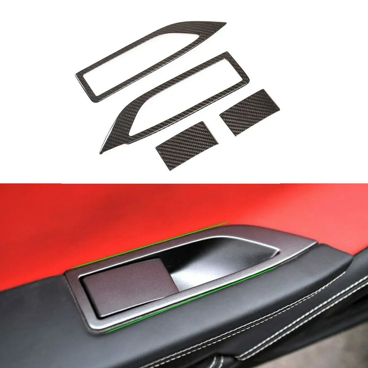 

Real Carbon Fiber Door Window Lift Switch Button Cover Trim For Ferrari 458 2011-2016 4pcs