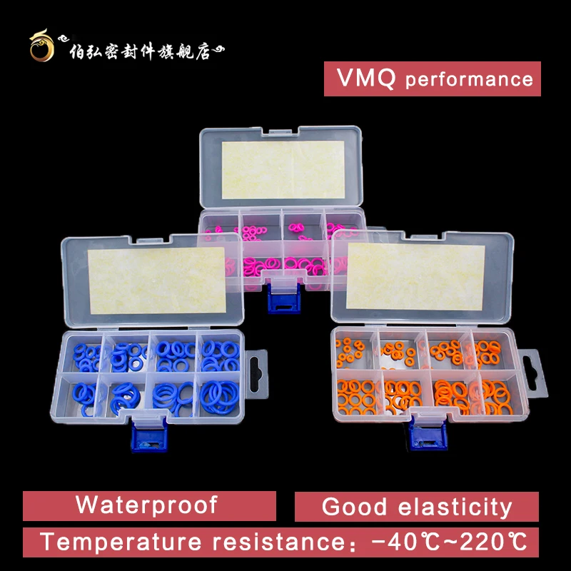 Silicone rubber O-Ring Thickness 1.5/1.9/2.4mm Ring Seal Silicone Sealing O-rings VMQ Washer oring set Assortment Kit Set