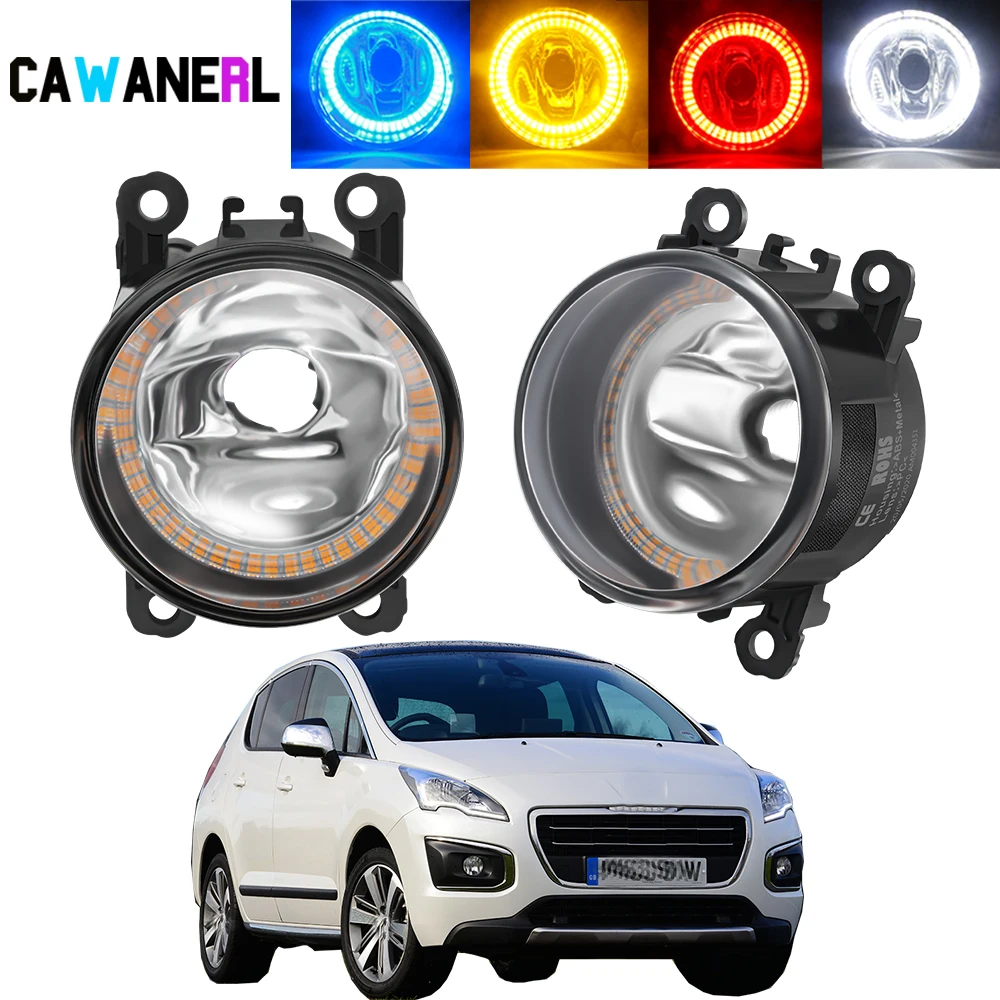 2 X Car Angel Eye Fog Light Assembly For Peugeot 3008 MPV 2009 2010 2011 2012 2013 Halo Ring Fog Daytime Running Lamp DRL H11