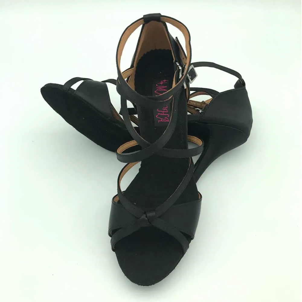 Zapatos de baile latino para mujer, calzado de tacón alto de 9cm, a la moda, MS6209BLKS, Envío Gratis