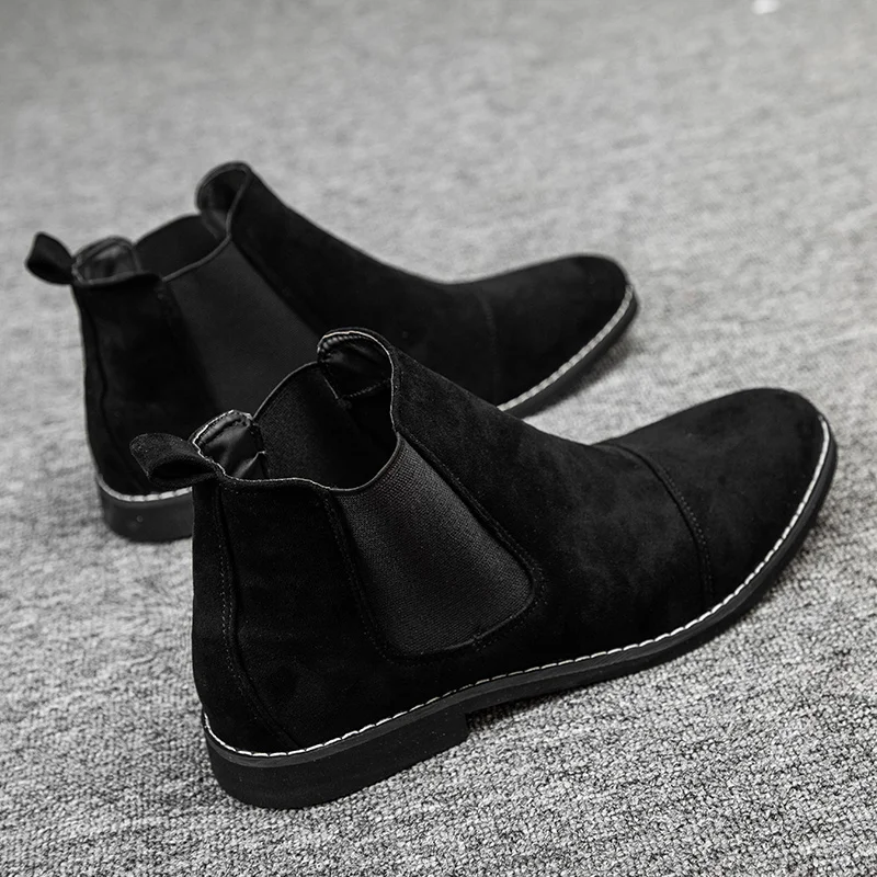 Yomior New 2021 Vintage Fashion Men Casual Shoes Cow Suede Spring British Ankle Boots Pointed Toe Chelsea Boots High Quality