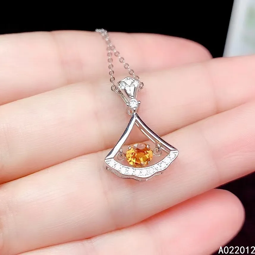 

KJJEAXCMY fine jewelry natural Citrine 925 sterling silver luxury girl new pendant necklace chain hot selling