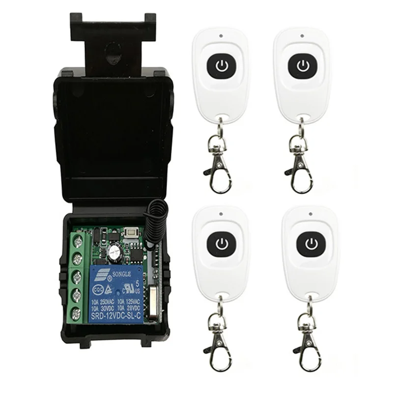 DC12V 1CH 1 CH Mini Wireless RF Remote Control Light Switch 10A Relay Output Radio Receiver Module+one-button Transmitter