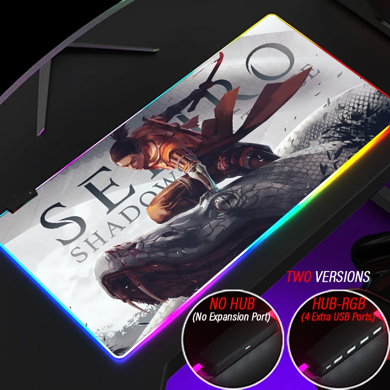 

Коврик для мыши Sekiro Wolf 90x4 0, милый игровой коврик для мыши с 4 USB-портами и большой светодиодной подсветкой, RGB, с логотипом для девочек