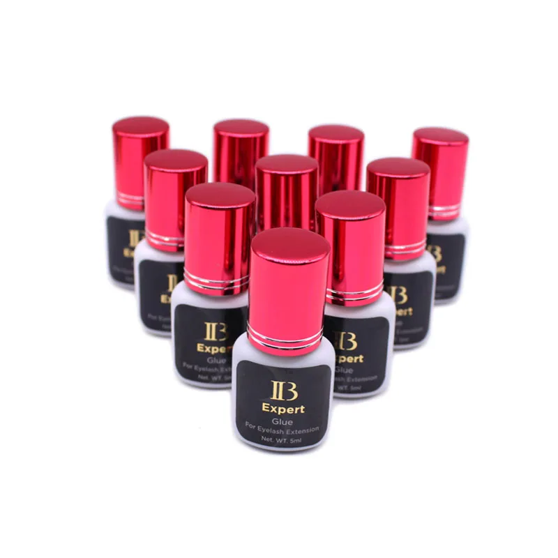 10Bottles Korea IB Expert Glue for Eyelash Extensions Original 5ml Ibeauty Wine Red Cap False Lash Adhesive Makeup Tools Shop