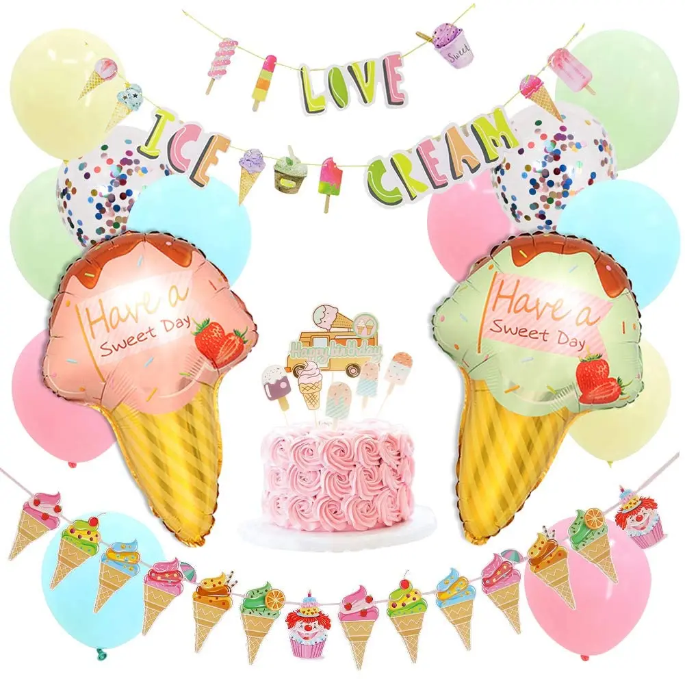 

Ice Cream Party Decorations, Ice Cream Cake Topper, Garland and Balloons, Baby Shower Supplies Sets, Summer