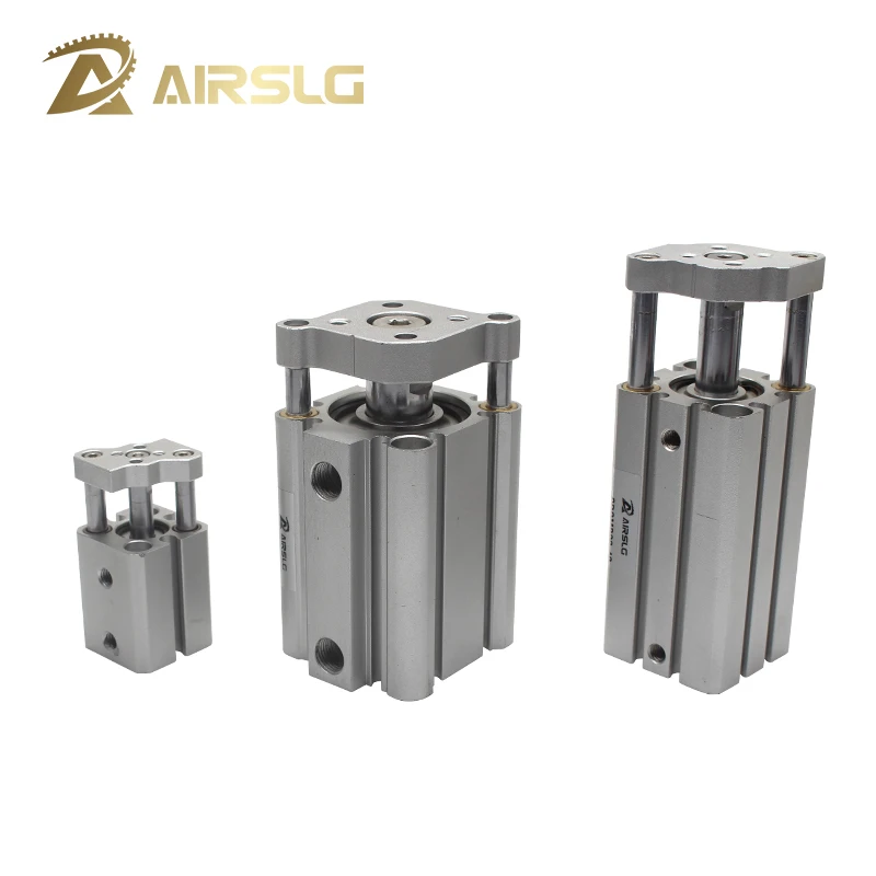 CQMB AFR Brand CQMB20/25/32 No Magnet Stroke 5-100mm Thin AIR Cylinder Double Acting Guide Rod Compact Pneumatic Cylinder