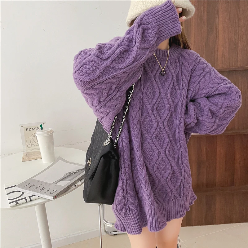 Y2K 2022 Pullovers Vintage Oversized Fashionable knitted Elegant Knitwears New Autunm Winter Women SweatersWild Tops SW3191JX