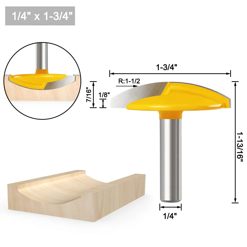 1PC 8MM Shank Milling Cutter Wood Carving Small Bowl Router Bit 1-1/2\