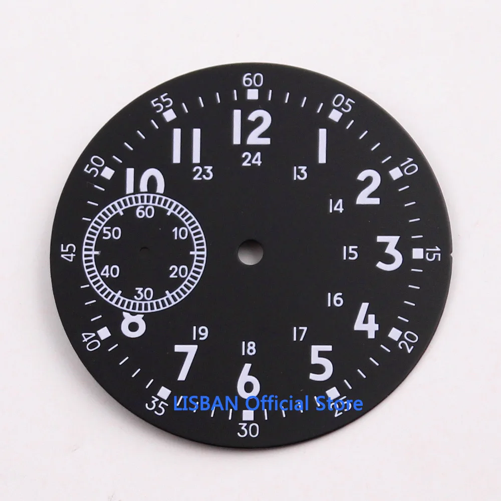 38.9mm Black Sterile Dial Luminous Watch Dial fit 6497 st3600 Hand Winding Movement mens Watch Parts