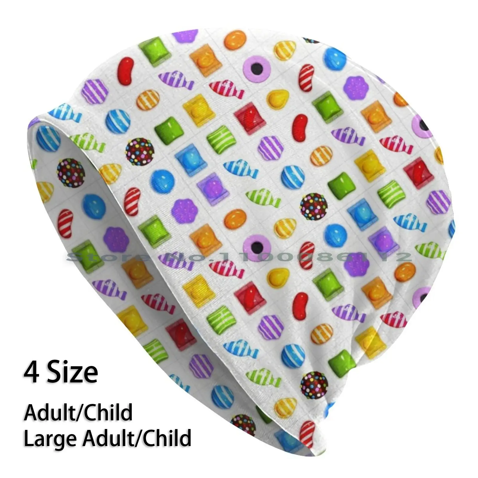 Doces beanies malha chapéu candy crush saga facebook jogos satineshop peixes multicolorido diversão listrado doces explosão engraçado