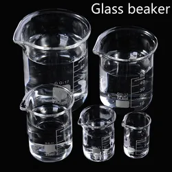 5 teile/satz 5/10/25/50/100ml Glas Becher Labor Messbecher Glaswaren Für Schule studie Labor Glas Becher Set