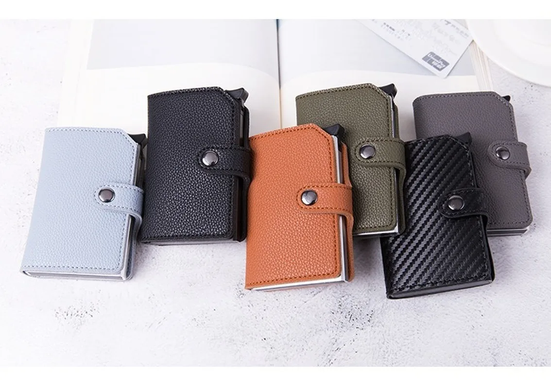 ZOVYVOL RFID Credit Card Holder Protection Anti-theft Men Wallet Leather Metal Aluminum Box Business Bank Card Case Cards Wallet