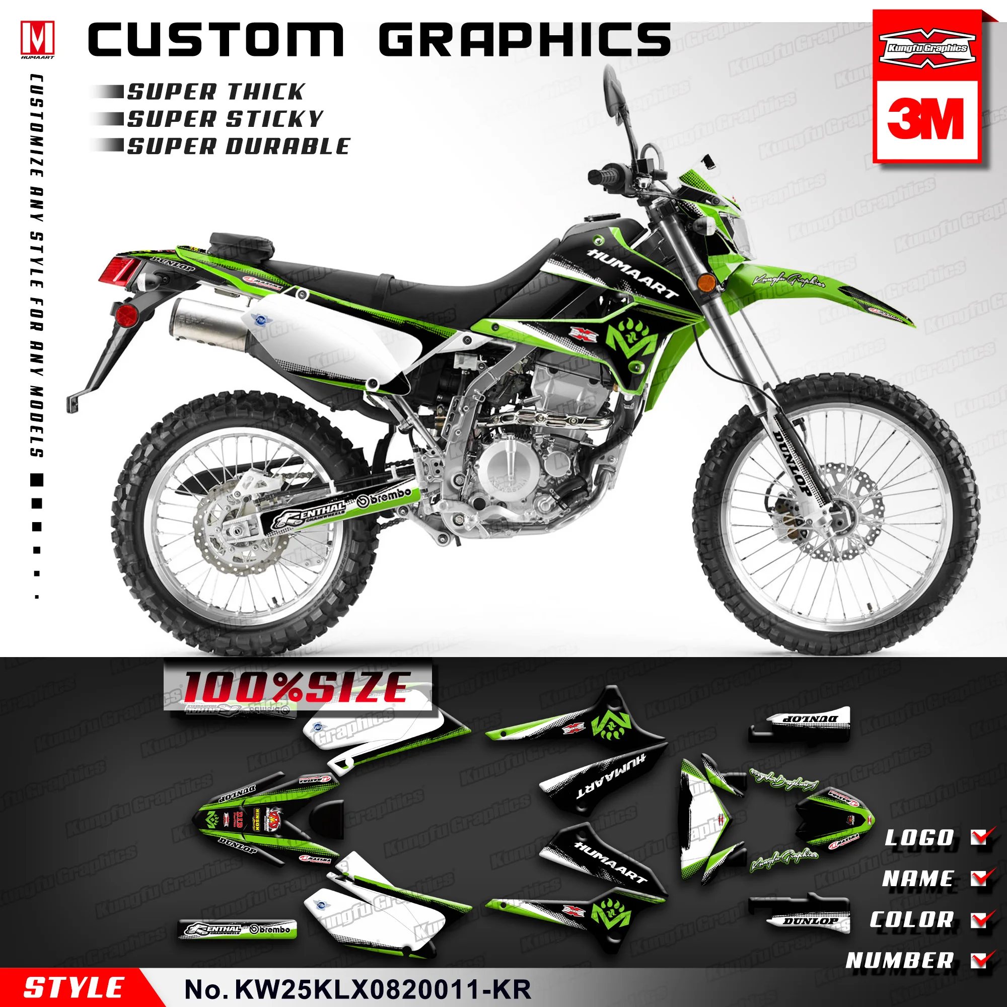 

KUNGFU GRAPHICS Sticker Custom Sticker for Kawasaki KLX250S D-Tracker X Final Edition 2008 2009 2010 2011 2012 2013 2014-2022