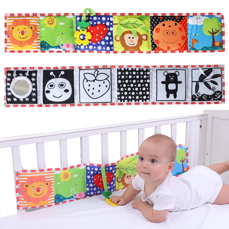 

Newborns Cloth Book Crib Bumper Infant Rattle Animal Baby Montessori Books Early Learning Toys