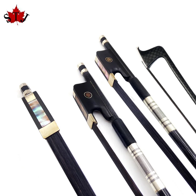 3pcs black hair viola bow, plaid black Carbon fiber VIOLA bow,Copper Mounted