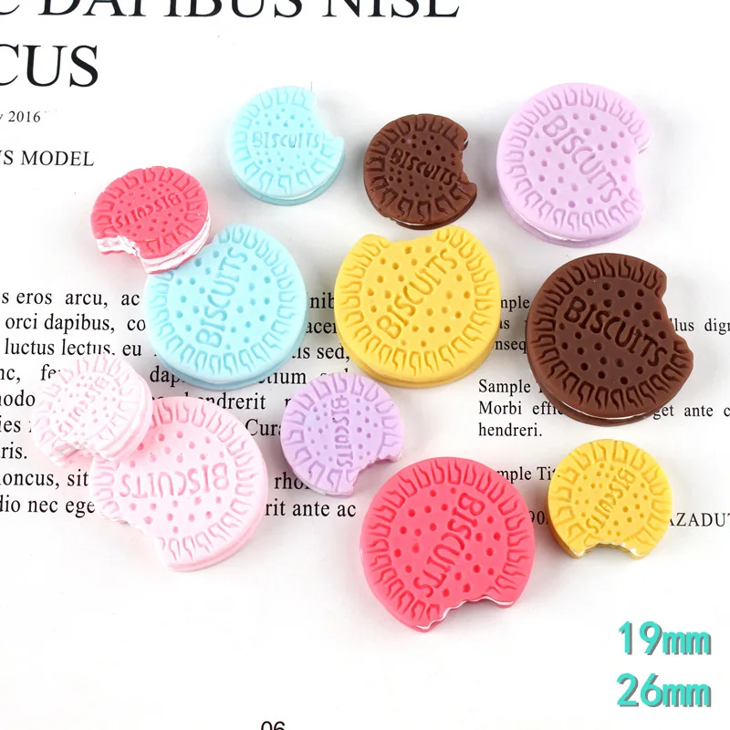 10Pcs Simulation Biscuit Flat Resin Cabochon Flatback Fake Food Play Phone Case Decoration Craft DIY Scrapbooking Accessories