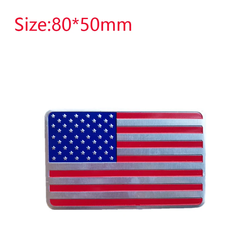 USA Flag United States Thin Aluminium Label Emblem Chrome Car Styling Sticker America Shield for Ford Buick Land Rover