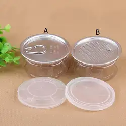 Clear Plastic Jar PET with Metal Lid Airtight Tin Can Pull Ring Concentrate Container Food Herb Storage 100ML