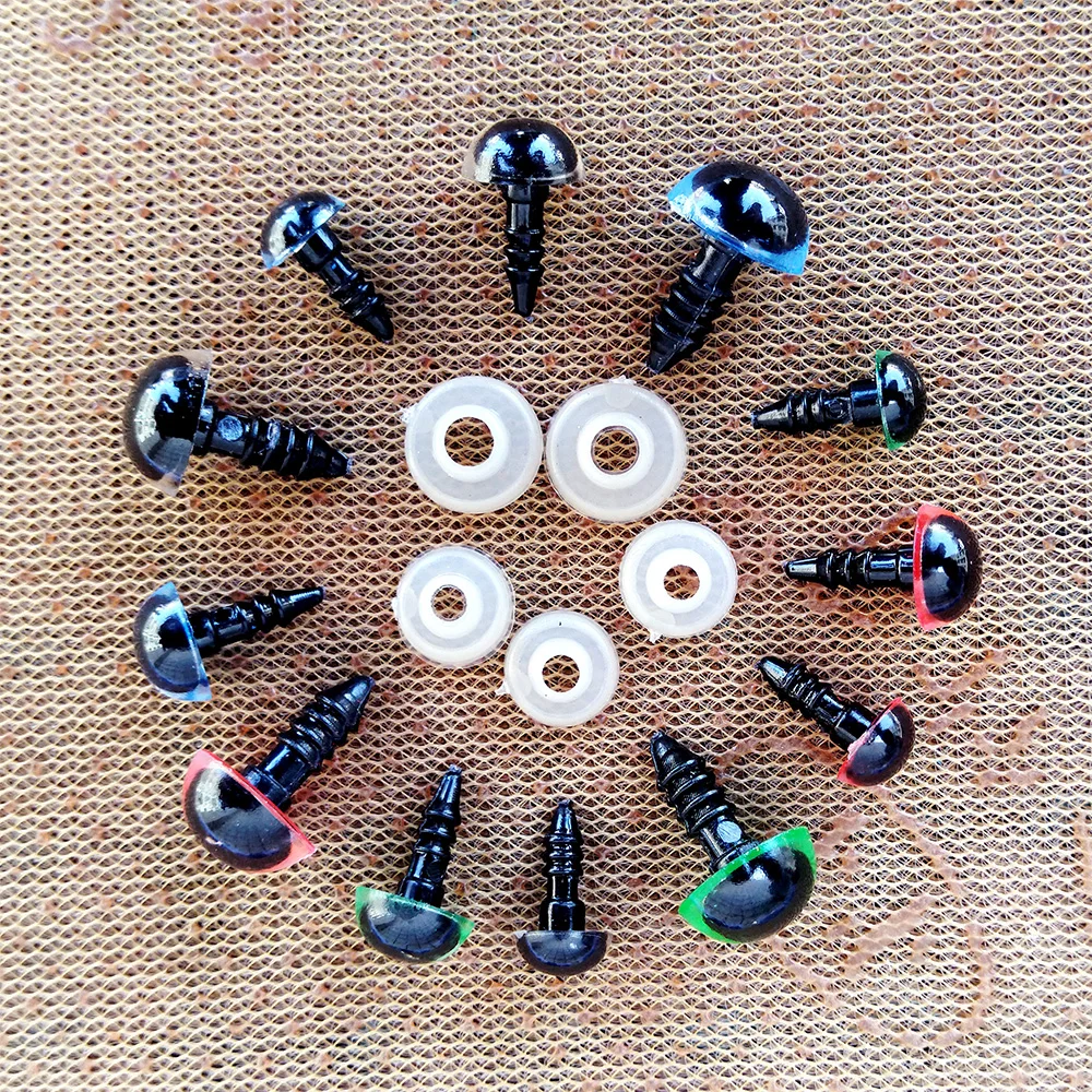 Ojos de seguridad de plástico de felpa para juguetes, Ojos de oso para muñecas, mezcla de animales, 8/10/12mm, DIY, 80 unidades