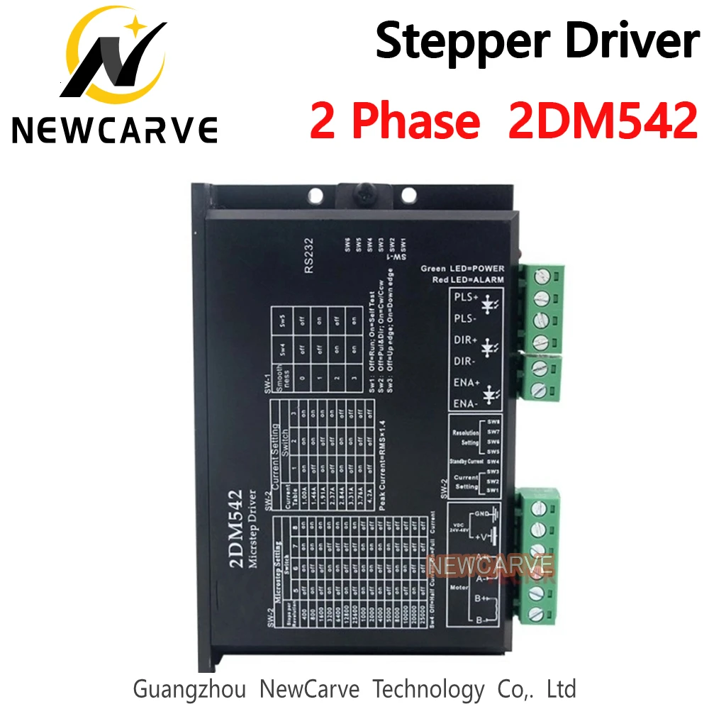 

Stepper Motor Driver 2DM542 2 Phase Output 4A For 57mm4 2mm Motor 24-48VDC NEWCARVE