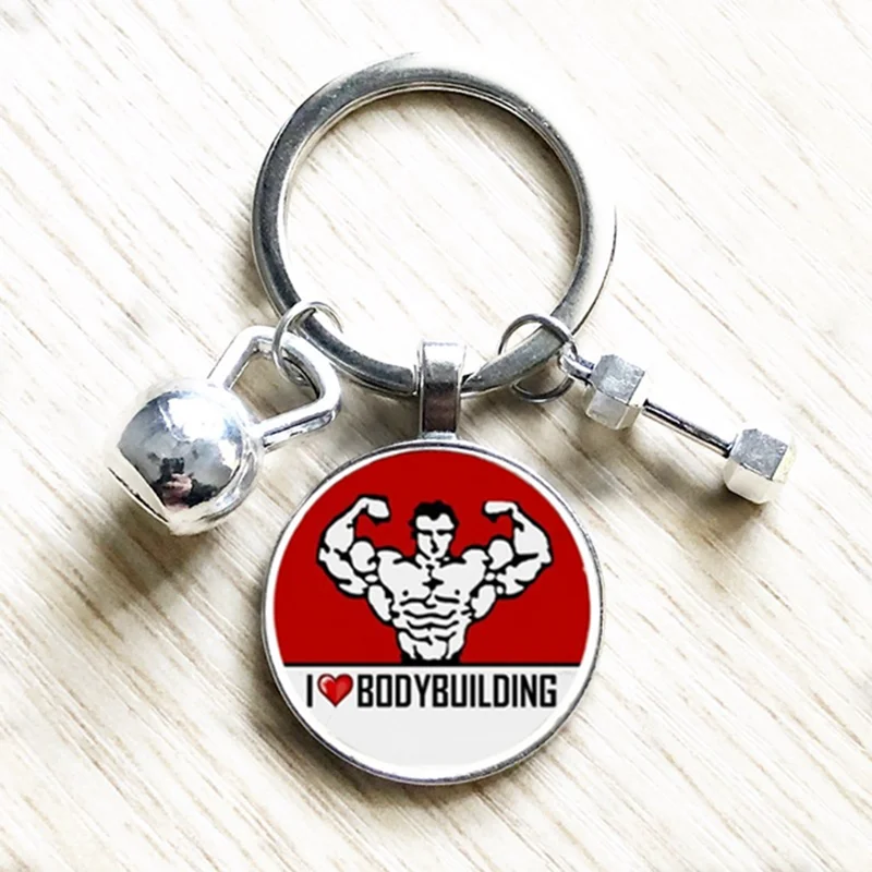 Classic Weightlifting Fitness Pattern Keychain Retro Bodybuilding Keychain Keyring