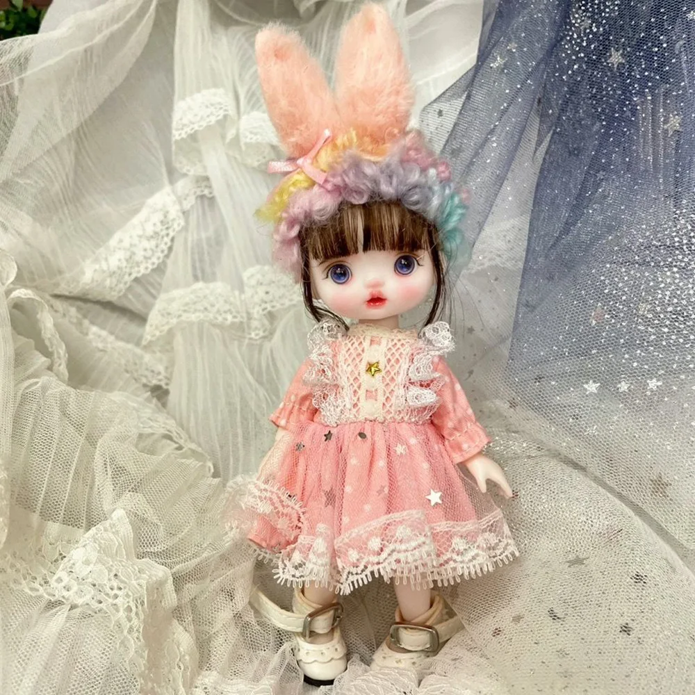 16CM Super Cute Fashion Suit Princess Doll 1/8 Scale Handmade Makeup BJD OB11 Joints Body Figure Dolls Toy Gift For Girls C1610