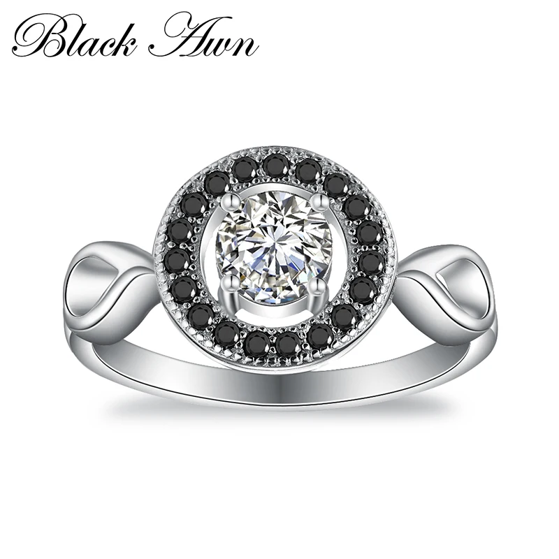 BLACK AWN 2024 New Genuine 100% Sterling 925 Silver Jewelry Circular Engagement Rings for Women Gift C369