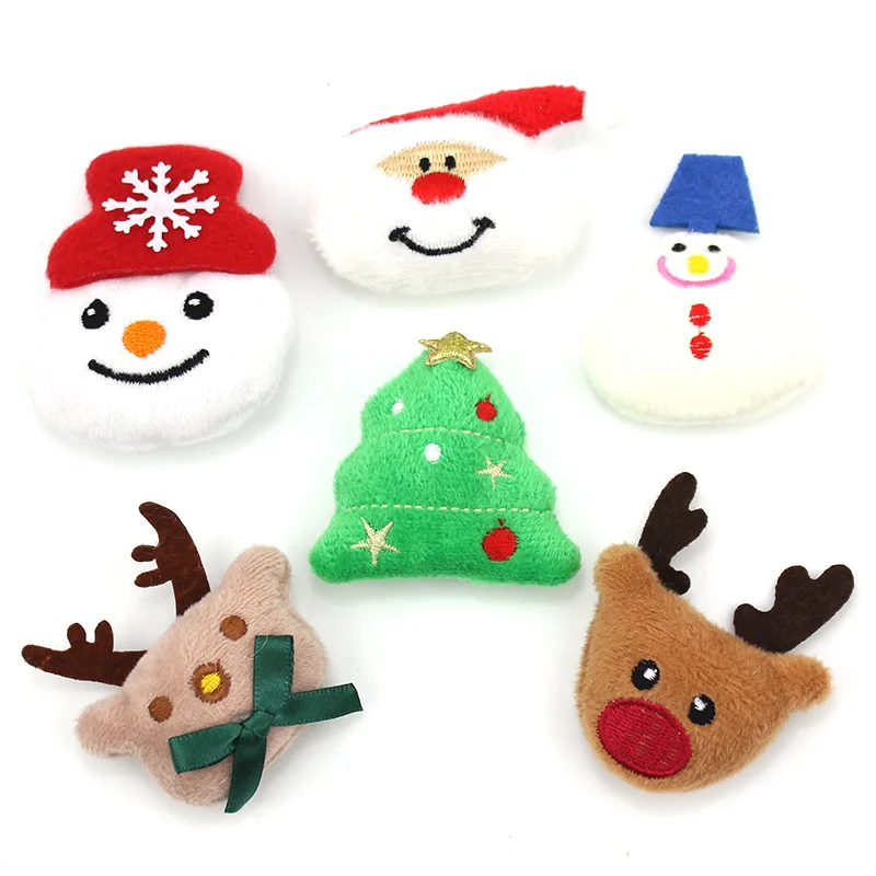 12Pcs Cartoon Christmas Tree Deer Snowman Santa Claus Handmade Appliques DIY Festival Crafts Decoration Headwear Accessories