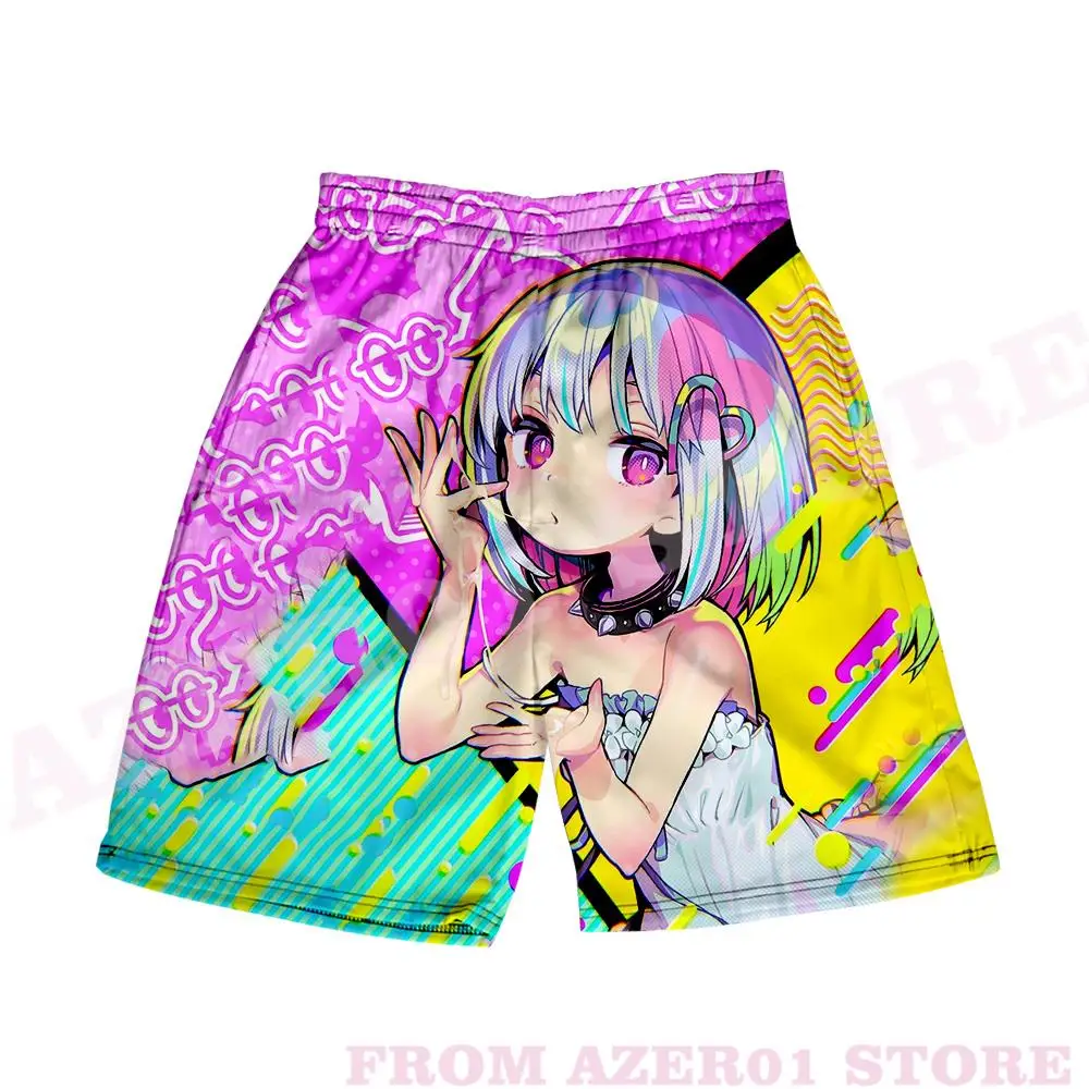 doHna:doHna Let's Do Bad Things Together KIRAKIRA Mibu Kikuchiyo 3D Print Shorts harajuku Summer Women/Men Kawaii Beach Shorts