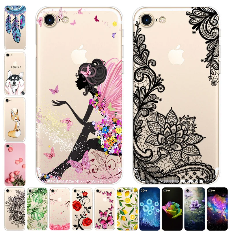 For iPhone 4 4s 5 5s SE 6 6s Case TPU Silicone Soft Cartoon Clear Case for iPhone 7 8 6 5 SE 4 4s S Phone Cover Transparent Case