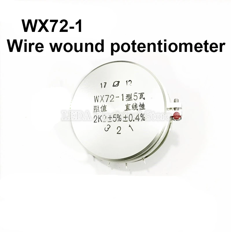 1Pcs WX72-1 5W 1K 2K2 4K7 5K 10K Precision potentiometer Linear conductive plastic angular displacement sensor