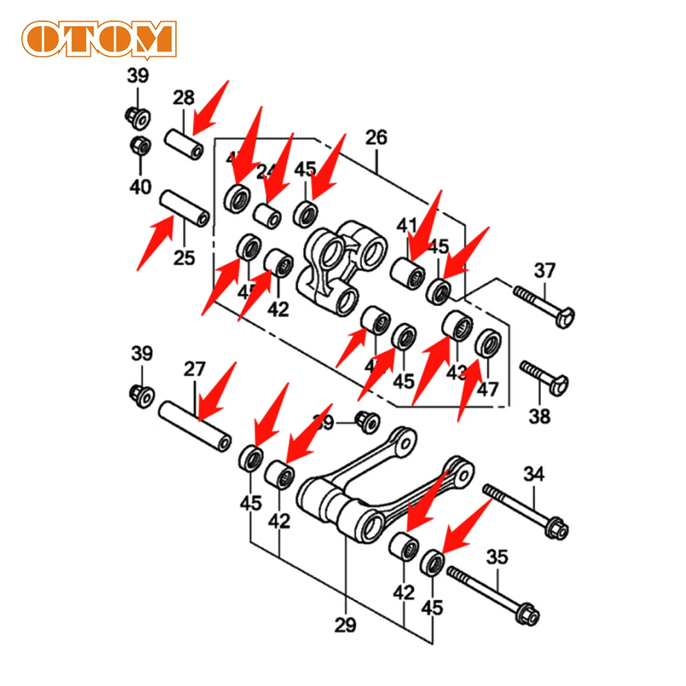 OTOM 오토바이 삼각형 레버 연결 암 오일 씰 베어링 부싱 리어 쇼크 서스펜션, 혼다 CRF150R CRF150RB 2022 부품