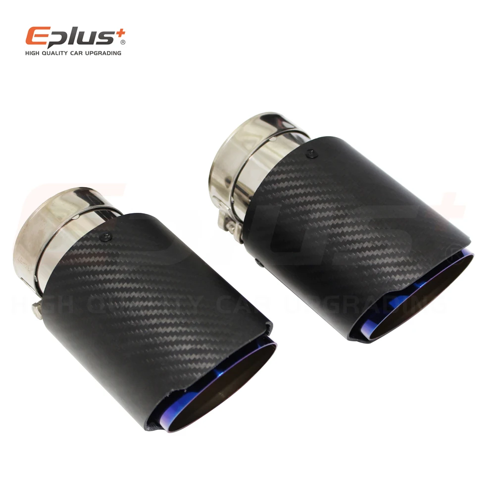 Car Carbon Exhaust Matte System Muffler Pipe Tip Straight Universal  Stainless Blue Mufflers Decorations For Akrapovic