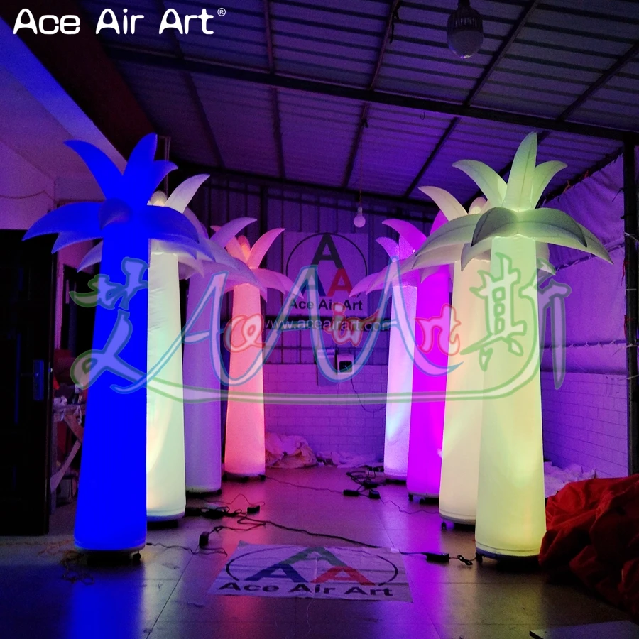 4 PCS Cheapest Inflatable Palm Tree Chamaerops for Yard Decoration Plant Model with Colorful LED Light by Ace Air Art