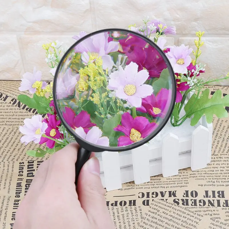 A0KF 90mm Handheld Magnifier 5X Reading Map Newspaper Magnifying Glass Jewelry Loupe