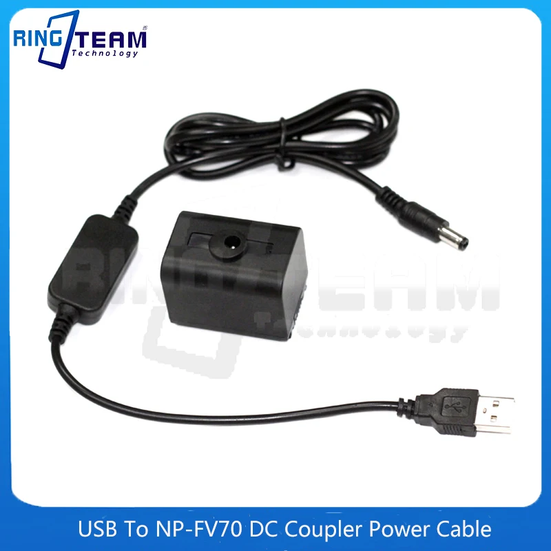 

USB to DC 5525 Male Cable + NP-FV70 Dummy Battery NP-FV70 DC Coupler for Sony DVD SR HC Serial Cameras & Light & Monitor