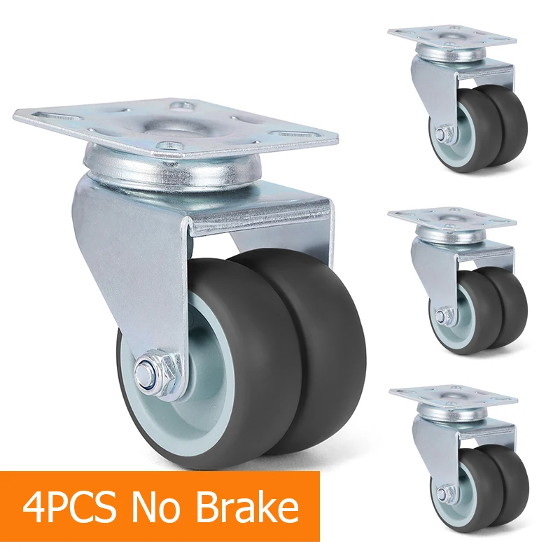 4 stks KAK Swivel Mute Wiel Caster Vervanging 2 Inch 60 KG Zacht Rubber Veilige Roller Meubels Wielen voor Trolley eettafel